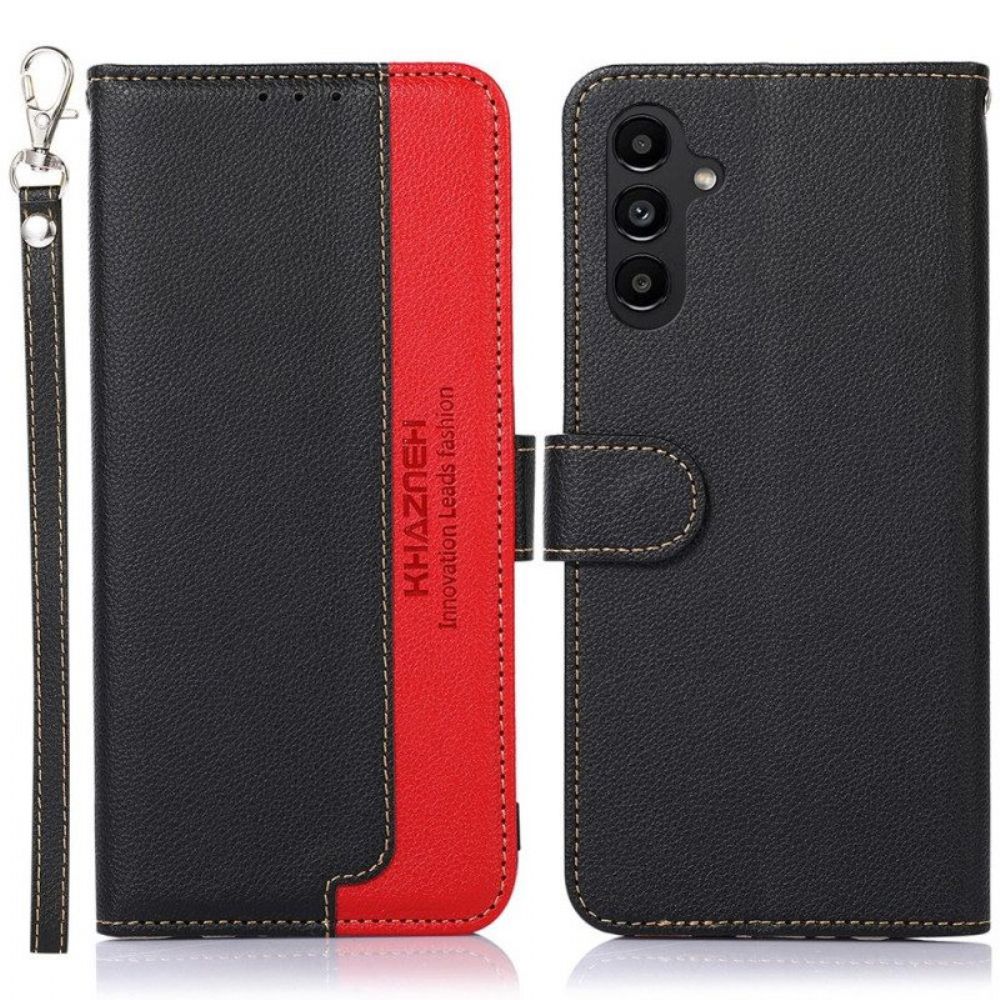 Flip Case voor Samsung Galaxy A14 / A14 5G Lychee-stijl Rfid Khazneh