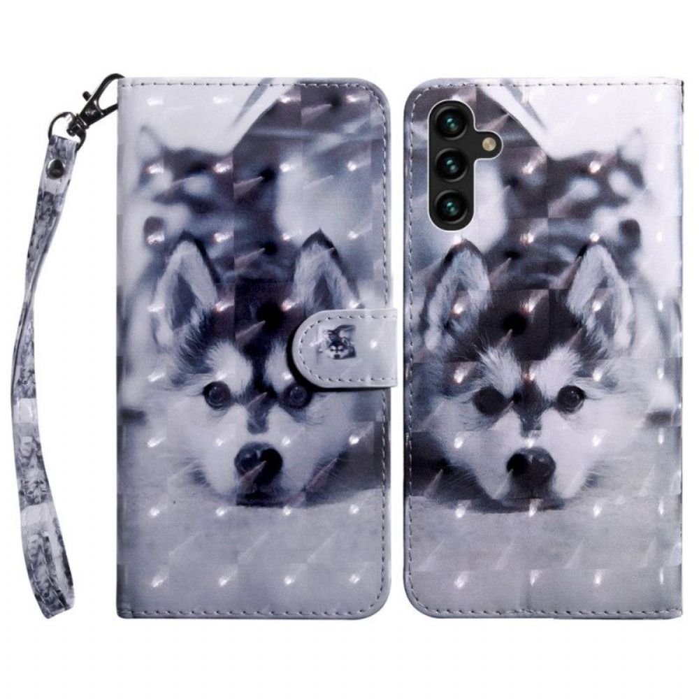 Flip Case voor Samsung Galaxy A14 / A14 5G Met Ketting String Husky