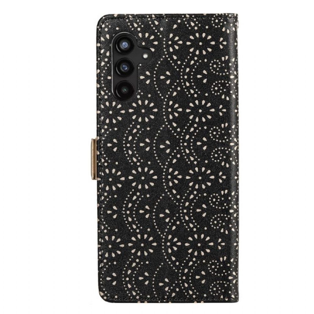 Flip Case voor Samsung Galaxy A14 / A14 5G Met Ketting Verwijderbare Beugel