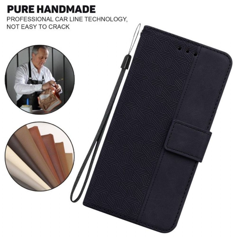 Flip Case voor Samsung Galaxy A54 5G Discrete Patronen En Riem