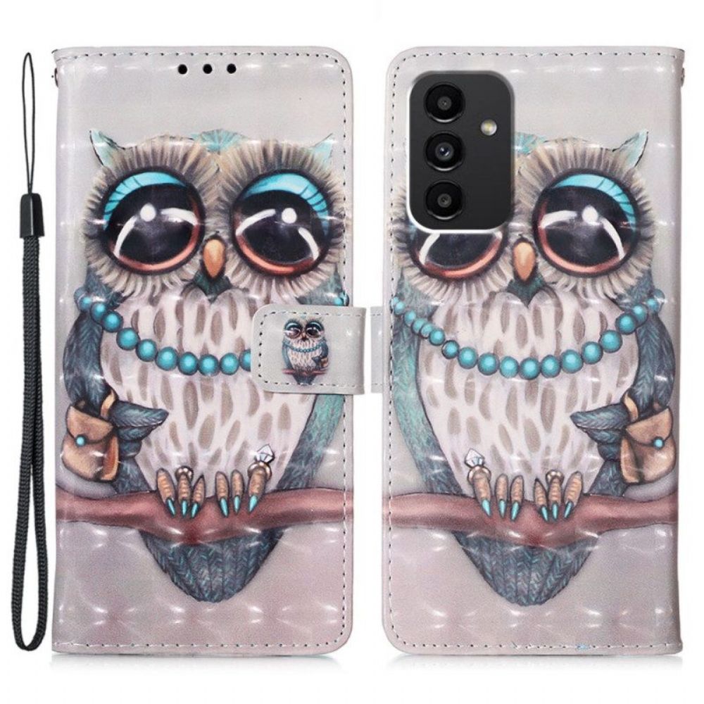 Flip Case voor Samsung Galaxy A54 5G Miss Uil Met Lanyard