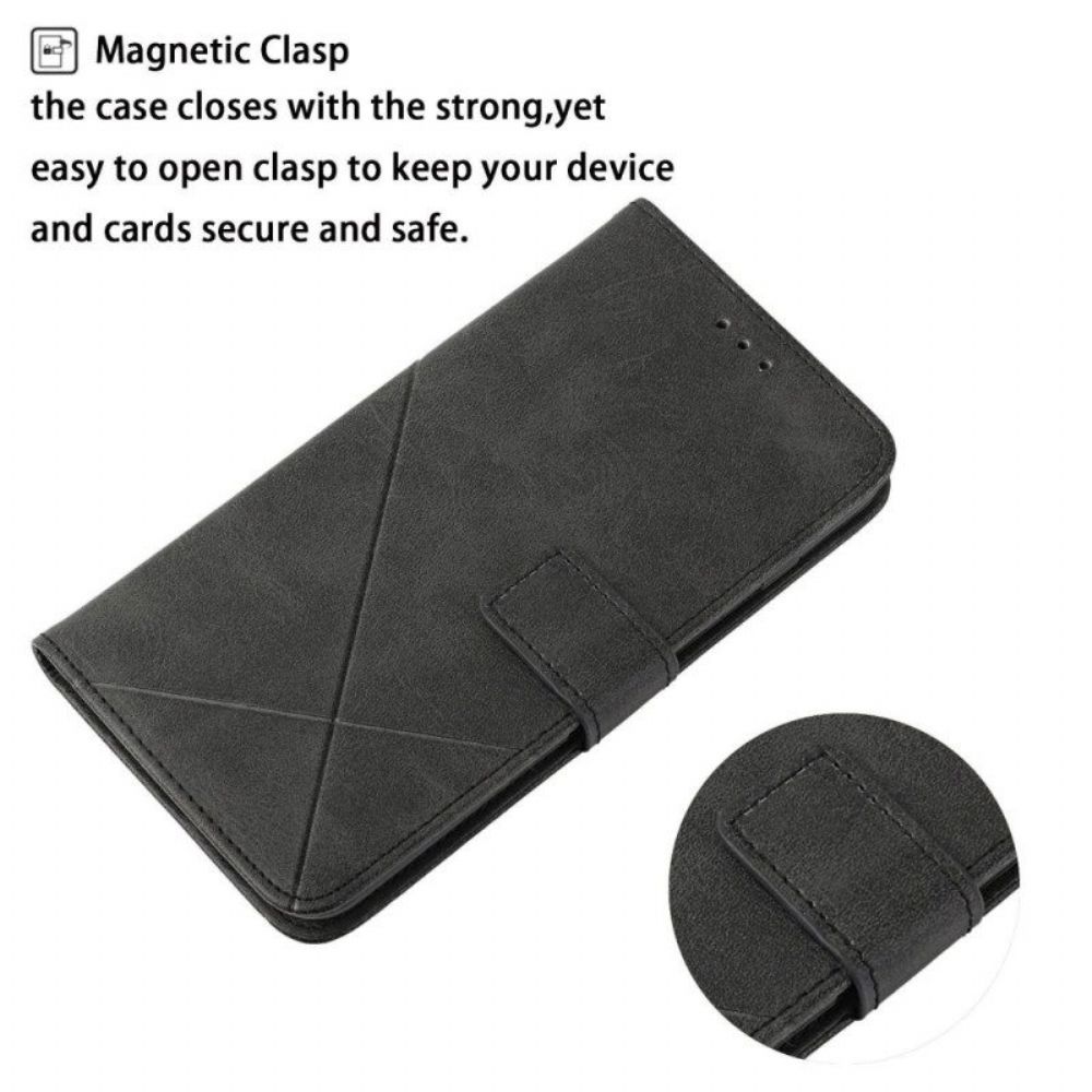 Flip Case voor Samsung Galaxy S23 5G Met Ketting Gestreepte Geometrische Lijnen