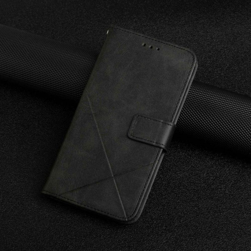 Flip Case voor Samsung Galaxy S23 5G Met Ketting Gestreepte Geometrische Lijnen