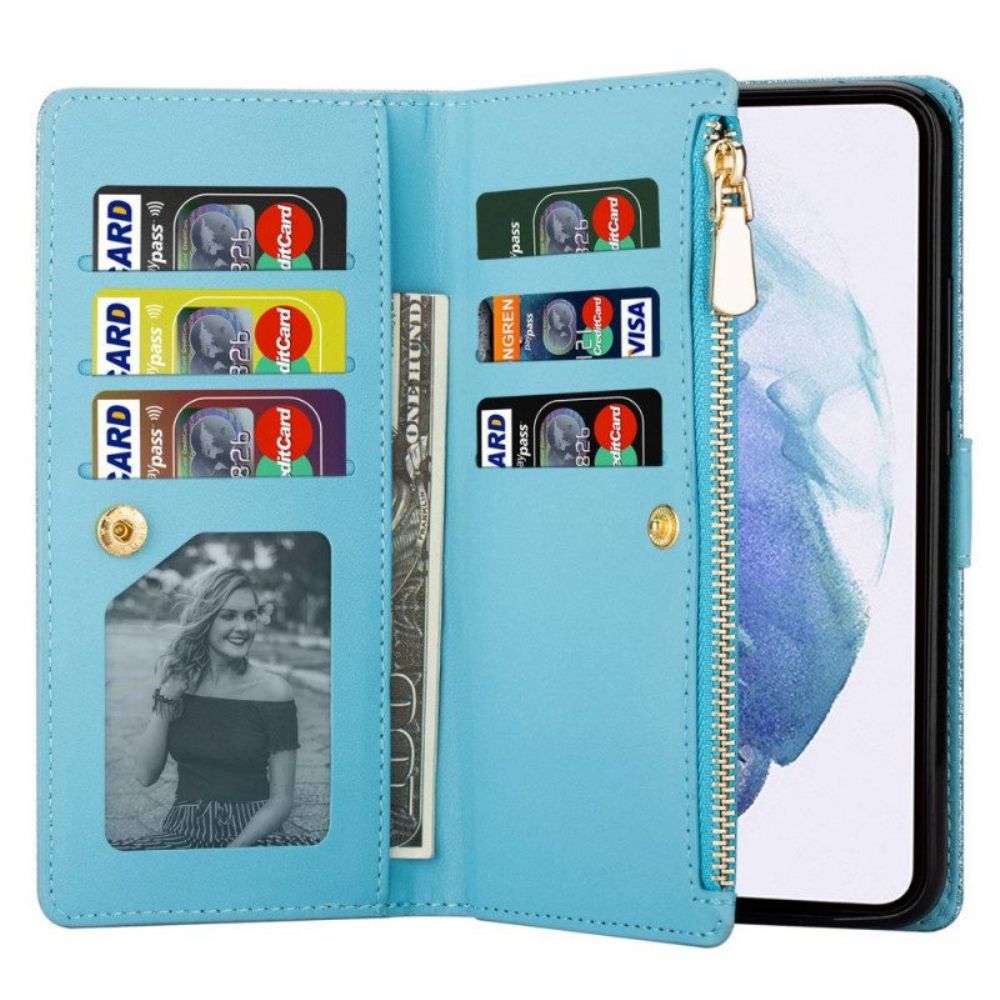 Flip Case voor Samsung Galaxy S23 5G Portemonnee Leren Portemonnee Met Pailletten