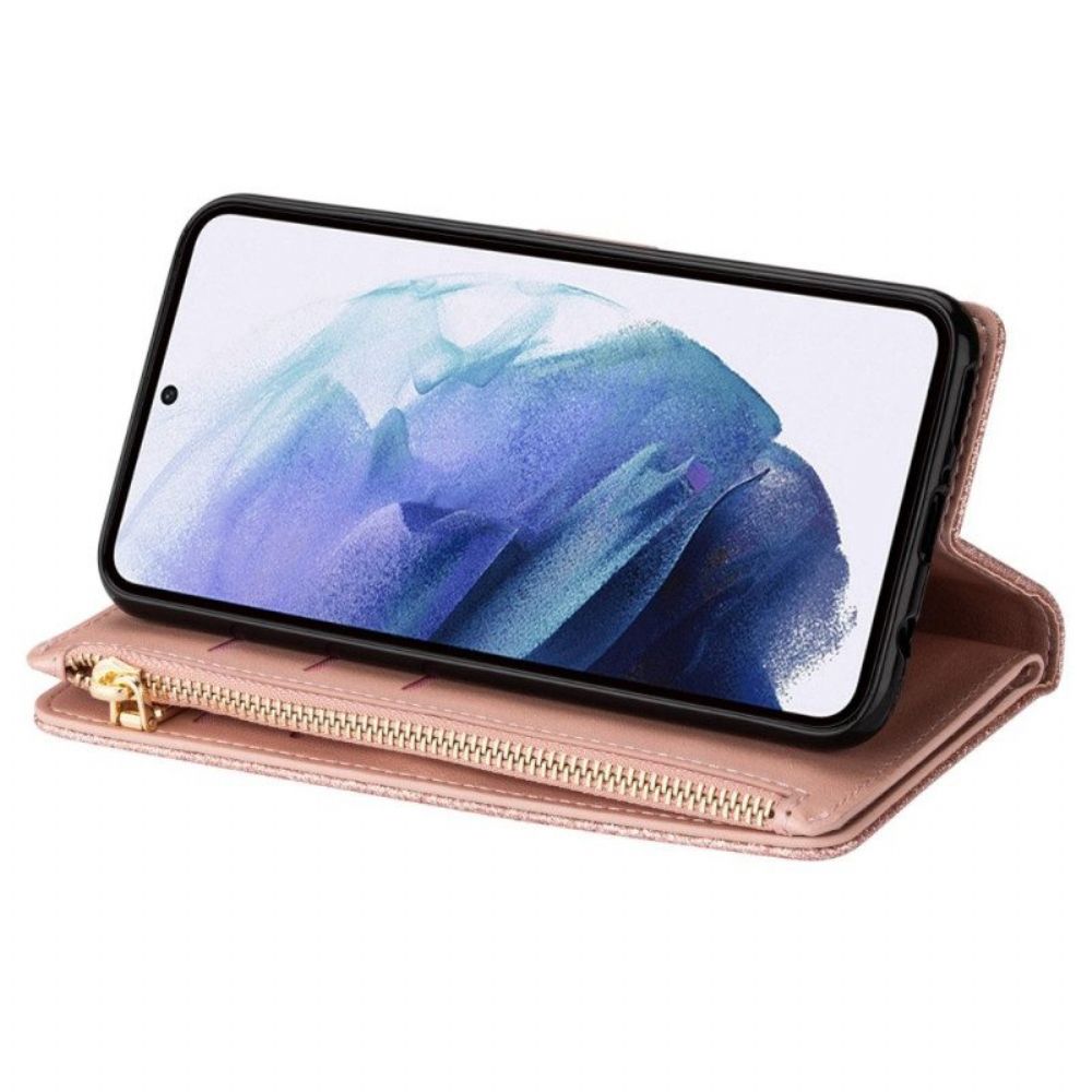 Flip Case voor Samsung Galaxy S23 5G Portemonnee Leren Portemonnee Met Pailletten