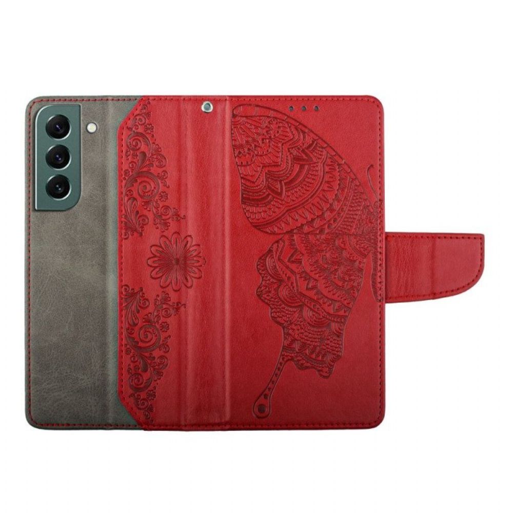 Flip Case voor Samsung Galaxy S23 5G Tweekleurige Barokke Vlinder