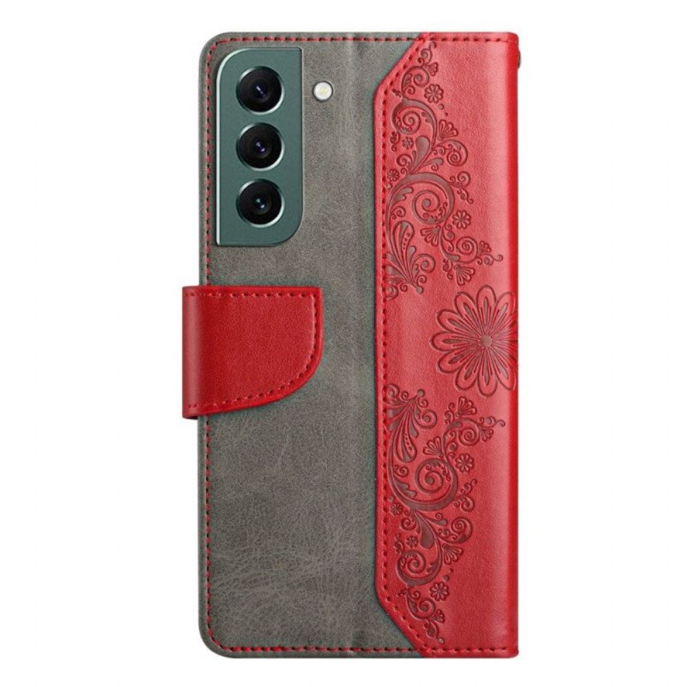 Flip Case voor Samsung Galaxy S23 5G Tweekleurige Barokke Vlinder