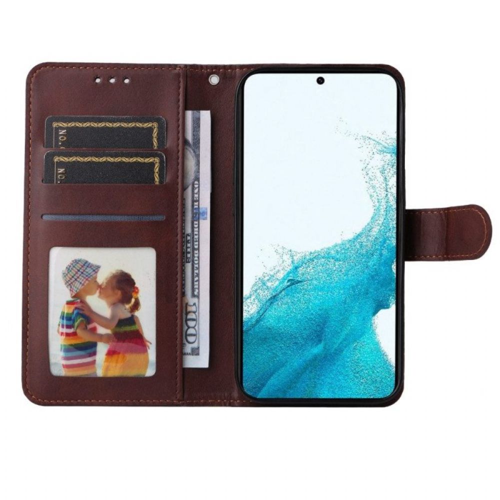 Flip Case voor Samsung Galaxy S23 Plus 5G Met Ketting Effen Met Bandje