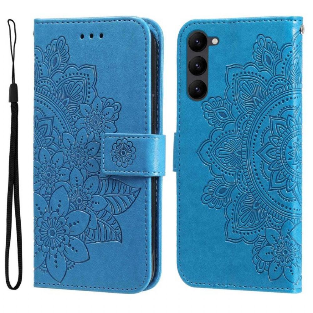 Flip Case voor Samsung Galaxy S23 Plus 5G Met Ketting Strakke Mandala