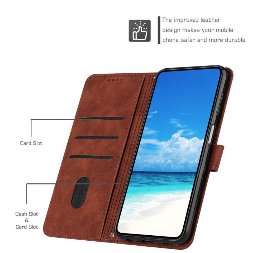 Flip Case voor Samsung Galaxy S23 Ultra 5G Glimlach Met Sleutelkoord