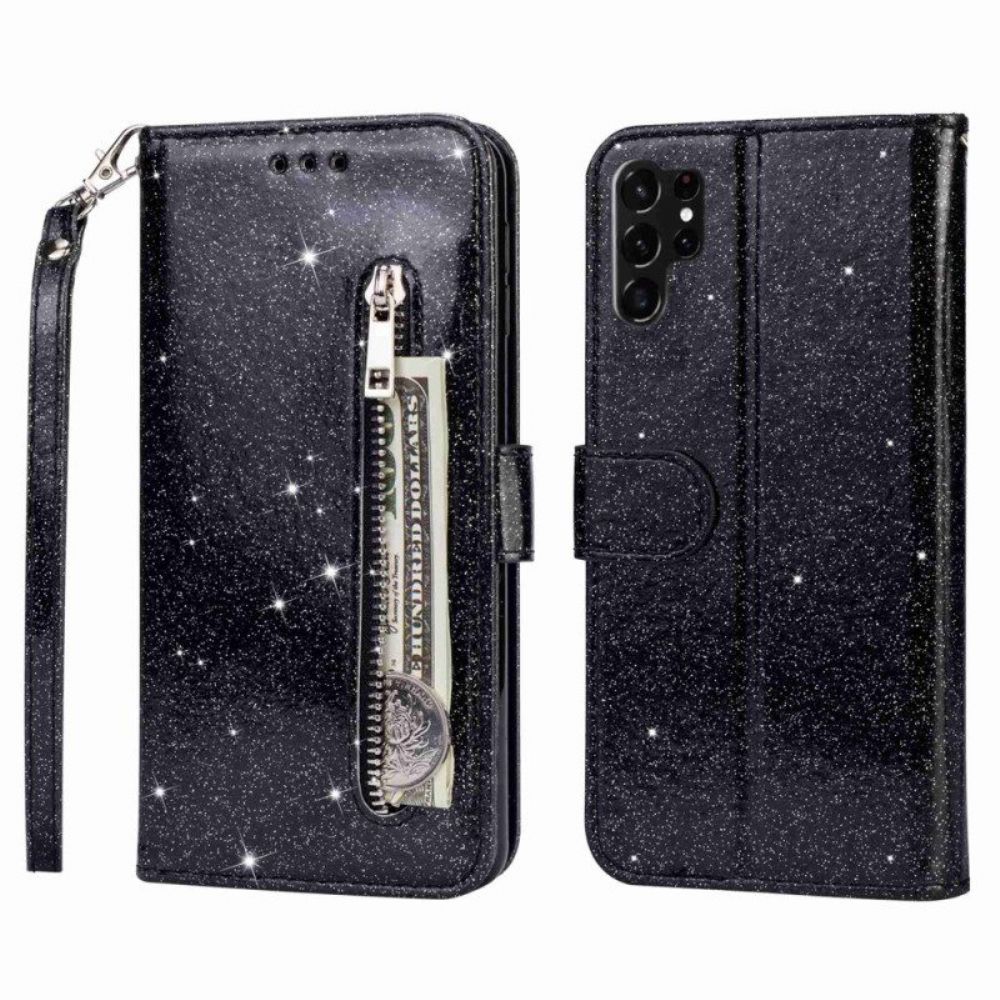 Flip Case voor Samsung Galaxy S23 Ultra 5G Glitter Portemonnee