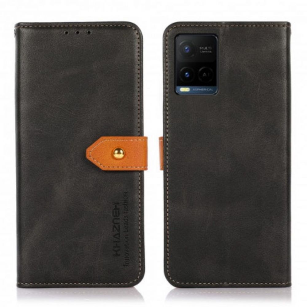 Flip Case voor Vivo Y21s Tweekleurige Gouden Gesp Khazneh