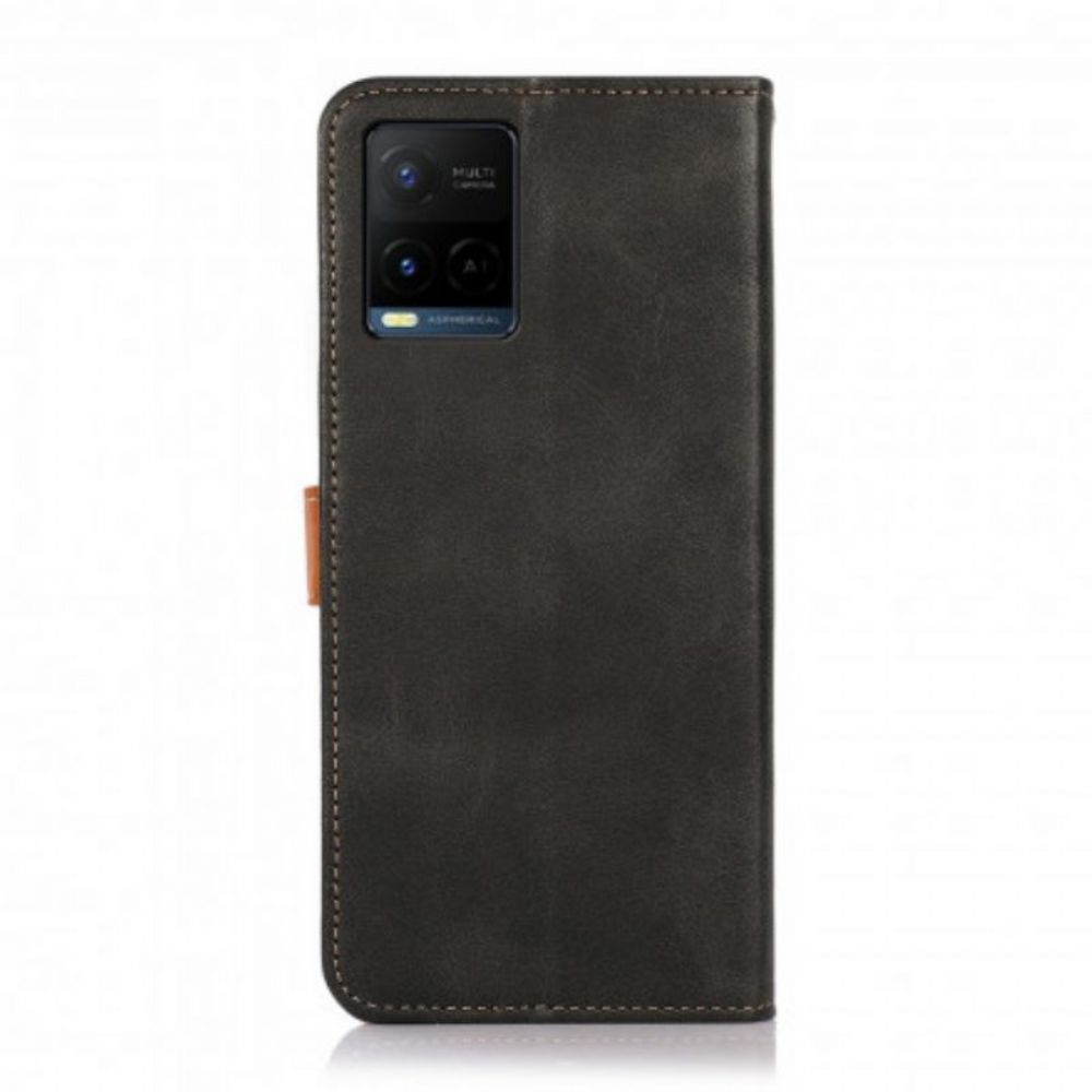 Flip Case voor Vivo Y21s Tweekleurige Gouden Gesp Khazneh