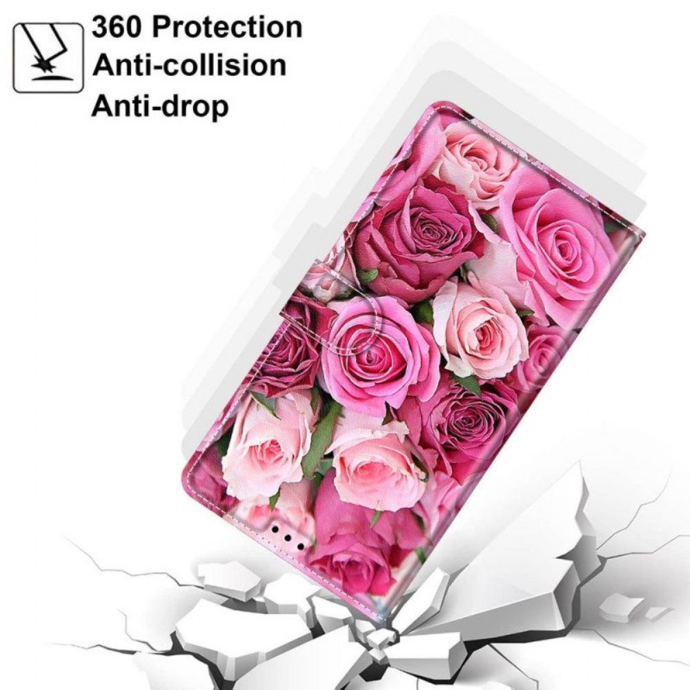 Flip Case voor Xiaomi 12 / 12X Met Ketting Strakke Bloemen