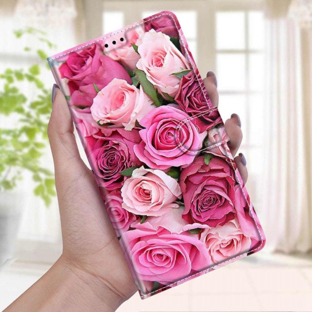 Flip Case voor Xiaomi 12 / 12X Met Ketting Strakke Bloemen