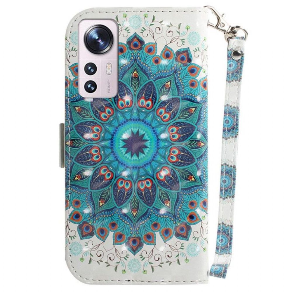 Flip Case voor Xiaomi 12 / 12X Met Ketting Strakke Mandala