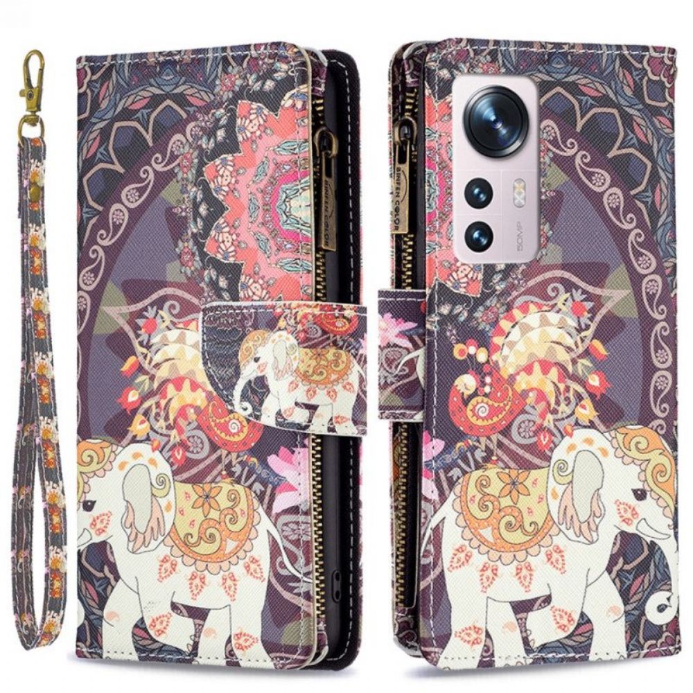 Flip Case voor Xiaomi 12 / 12X Olifantenzak Met Ritssluiting