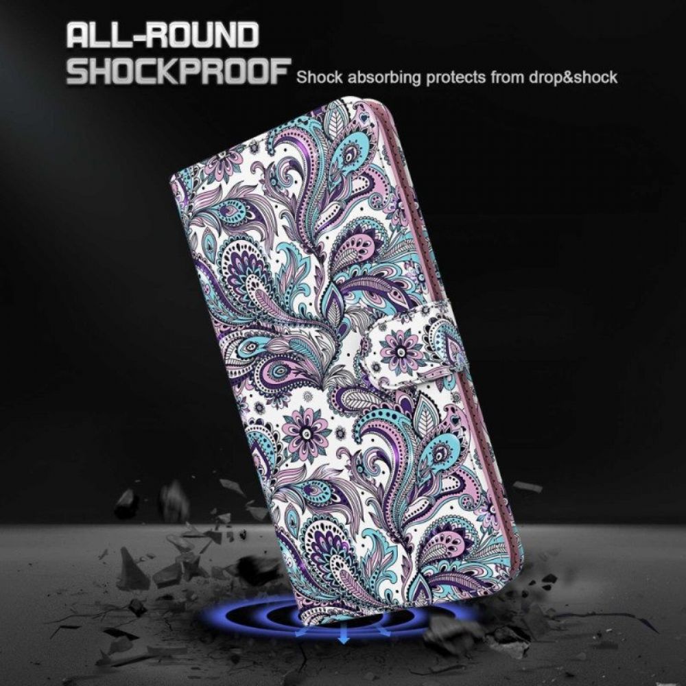 Flip Case voor Xiaomi 12 Lite Met Ketting Paisley-patroon Met Bandjes