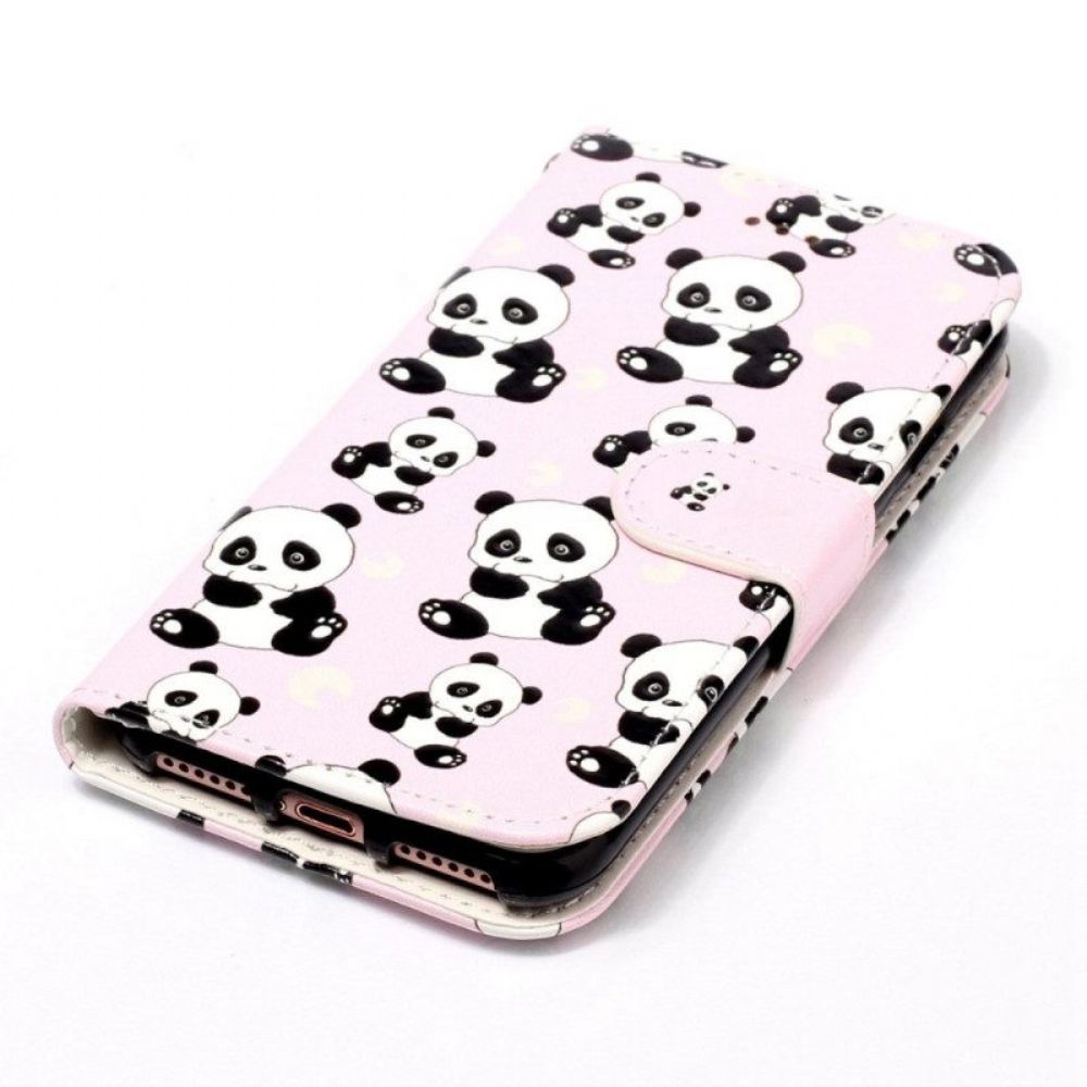 Flip Case voor Xiaomi 12 Lite Met Ketting Panda's Met Bandjes