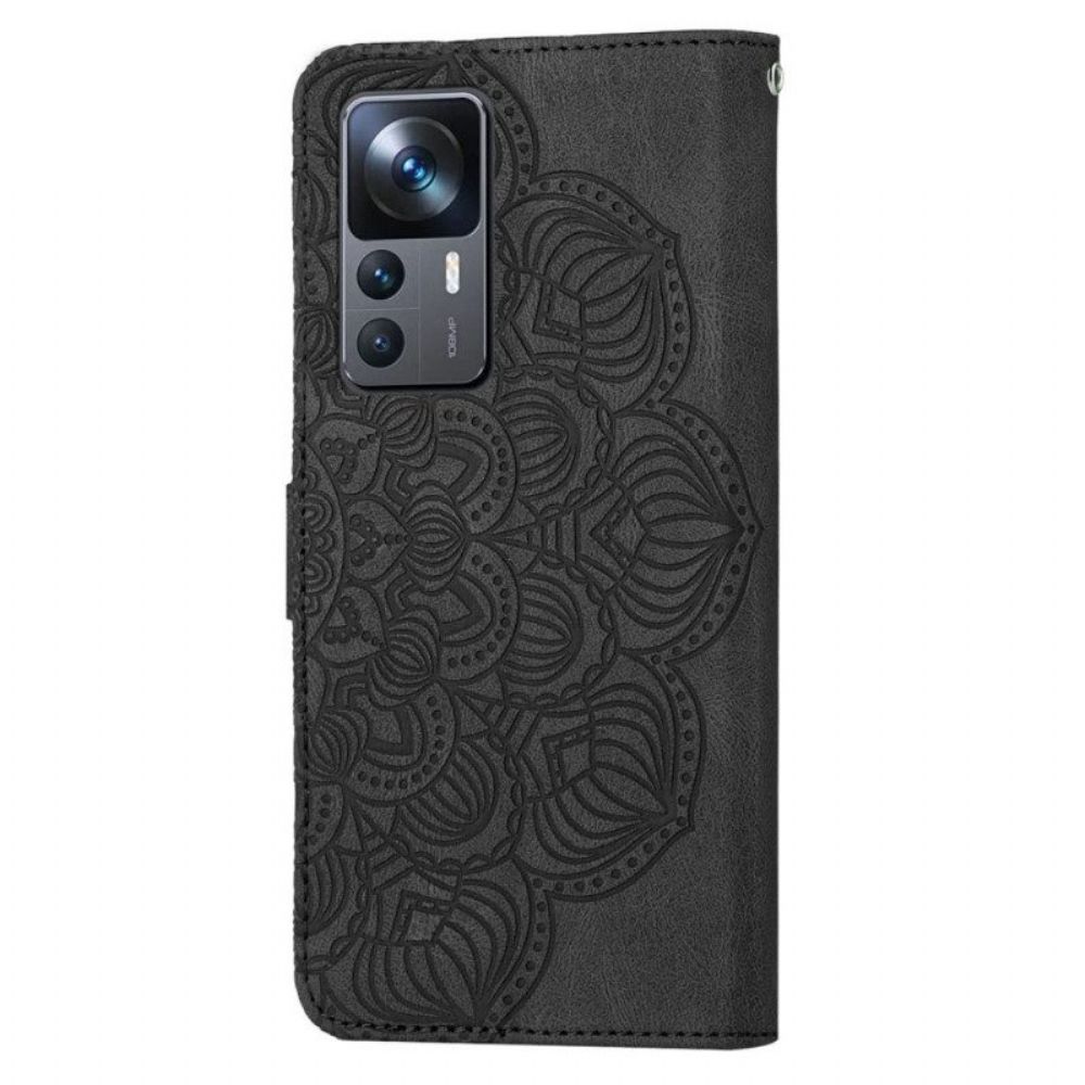 Flip Case voor Xiaomi 12T / 12T Pro Met Ketting Barokke Mandala Met Bandjes