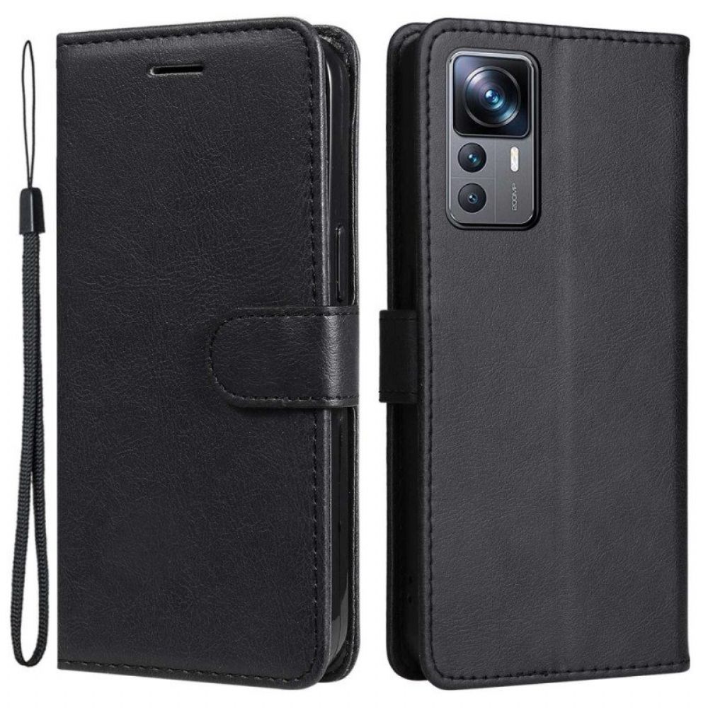 Flip Case voor Xiaomi 12T / 12T Pro Met Ketting Effen Met Bandje