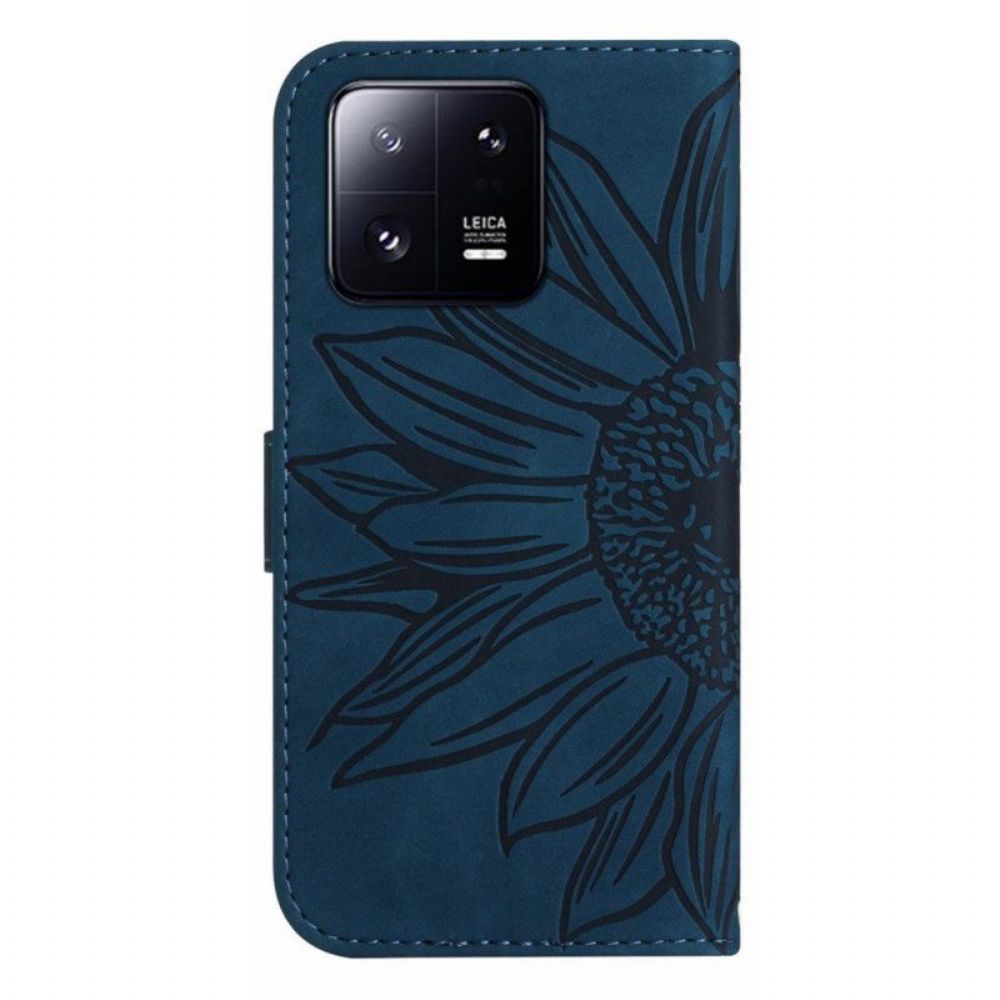 Flip Case voor Xiaomi 13 Pro Bloem Met Schouderriem