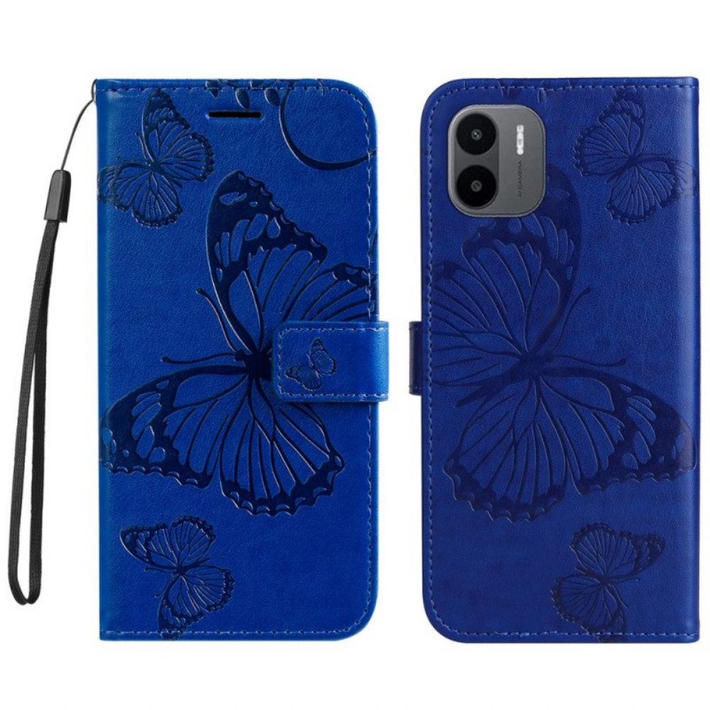 Flip Case voor Xiaomi Redmi A1 Met Ketting Gigantische Riemvlinders