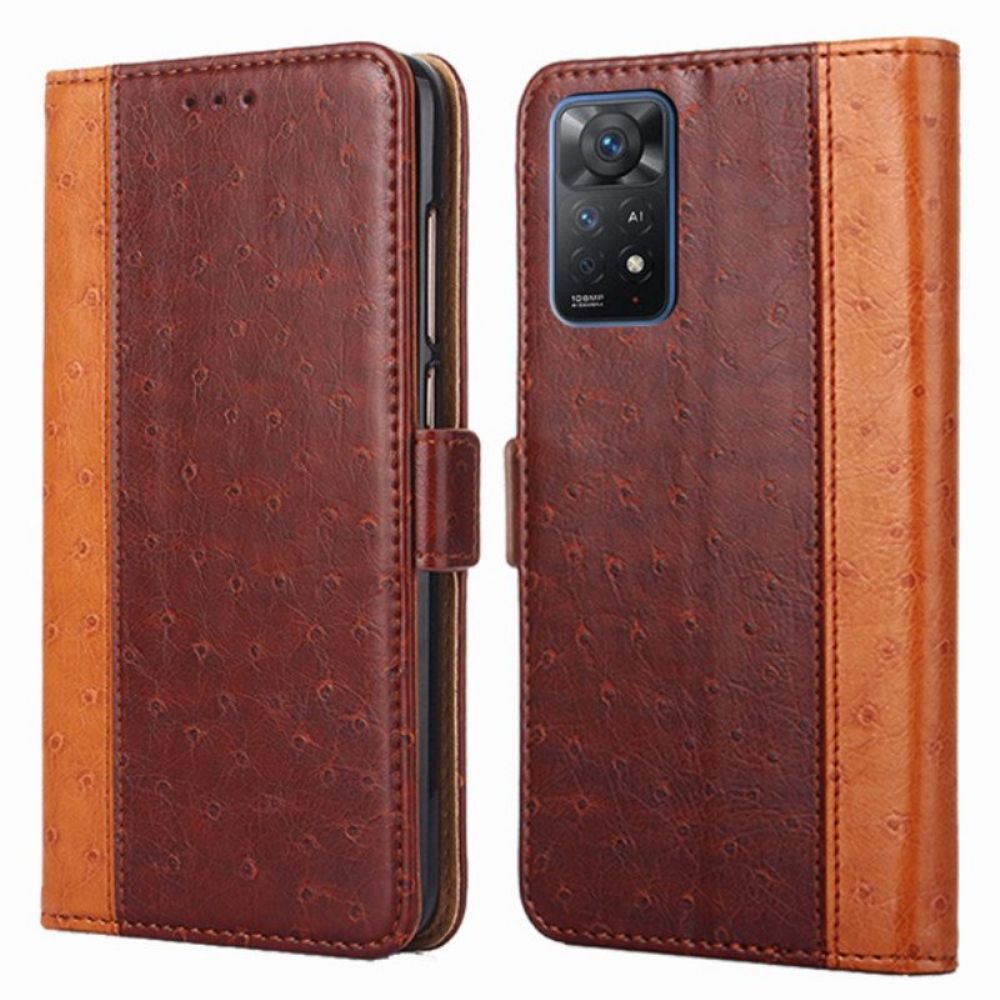 Flip Case voor Xiaomi Redmi Note 11 Pro / 11 Pro 5G Struisvogel Huidtextuur