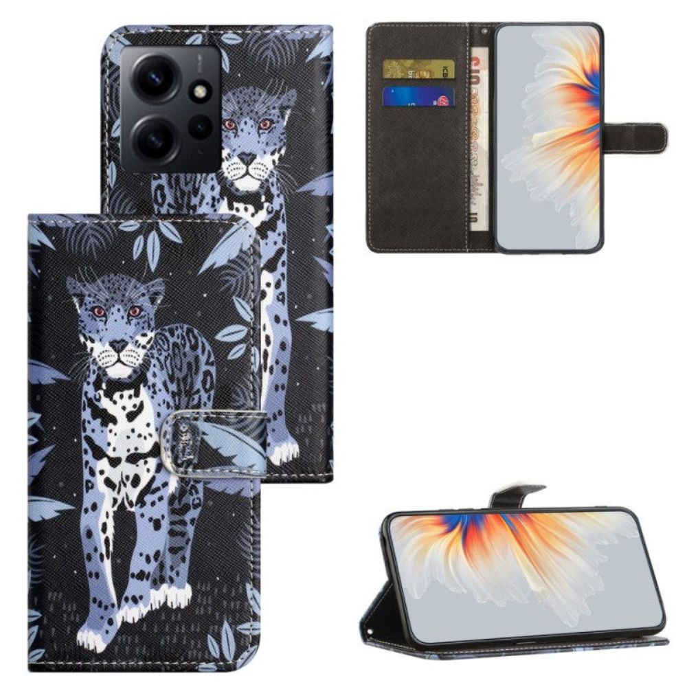 Flip Case voor Xiaomi Redmi Note 12 4G Met Ketting Luipaard Met Bandjes