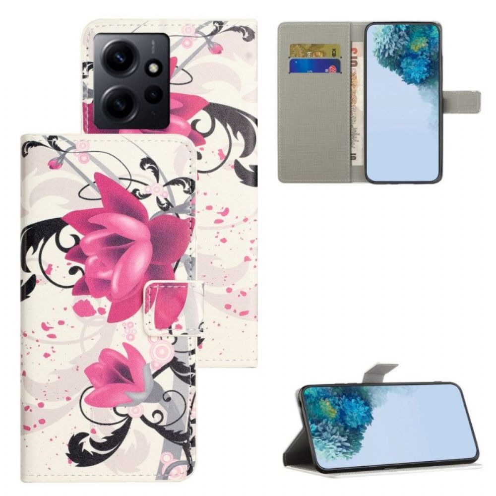 Flip Case voor Xiaomi Redmi Note 12 4G Tropische Bloemen