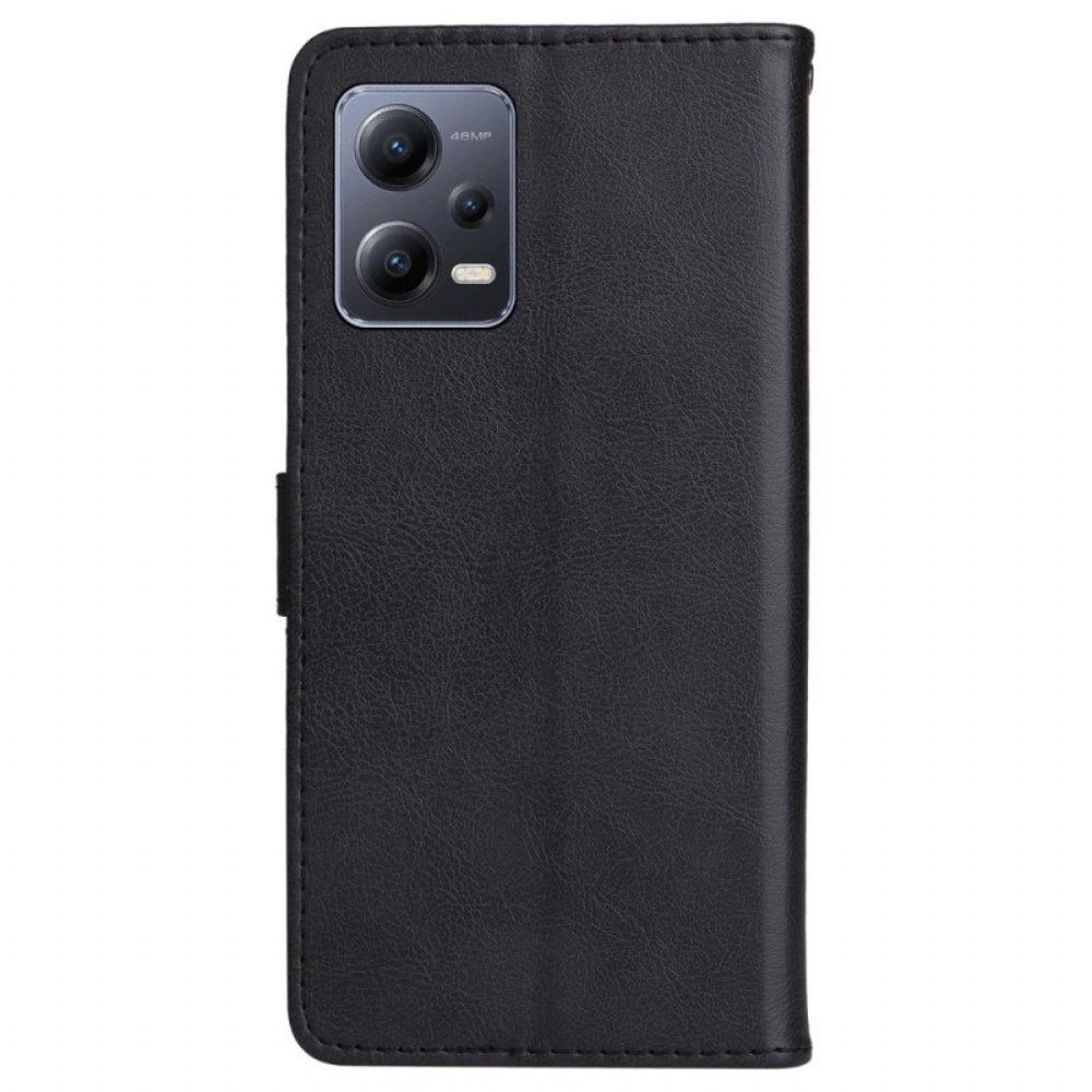 Flip Case voor Xiaomi Redmi Note 12 5G Met Ketting Effen Met Bandje