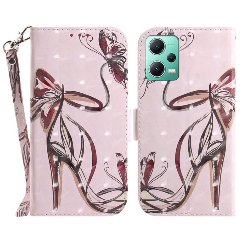 Flip Case voor Xiaomi Redmi Note 12 5G Met Ketting Pompoen Met Bandjes