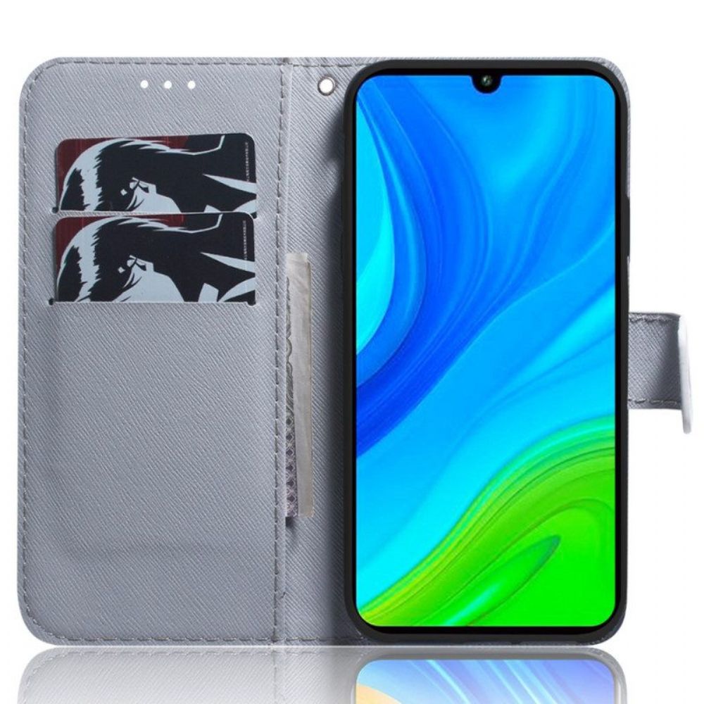 Flip Case voor Xiaomi Redmi Note 12 5G Met Ketting Strappy Uilen Schilderen