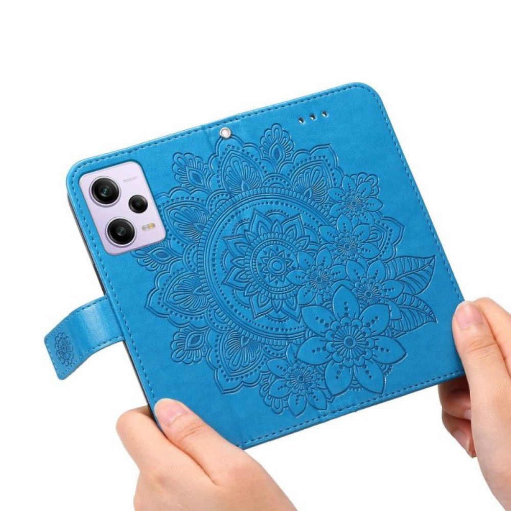 Flip Case voor Xiaomi Redmi Note 12 Pro Met Ketting Riem Bloem Mandala