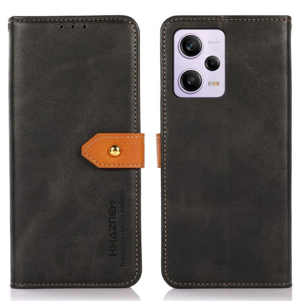 Flip Case voor Xiaomi Redmi Note 12 Pro Plus Tweekleurige Gouden Gesp Khazneh