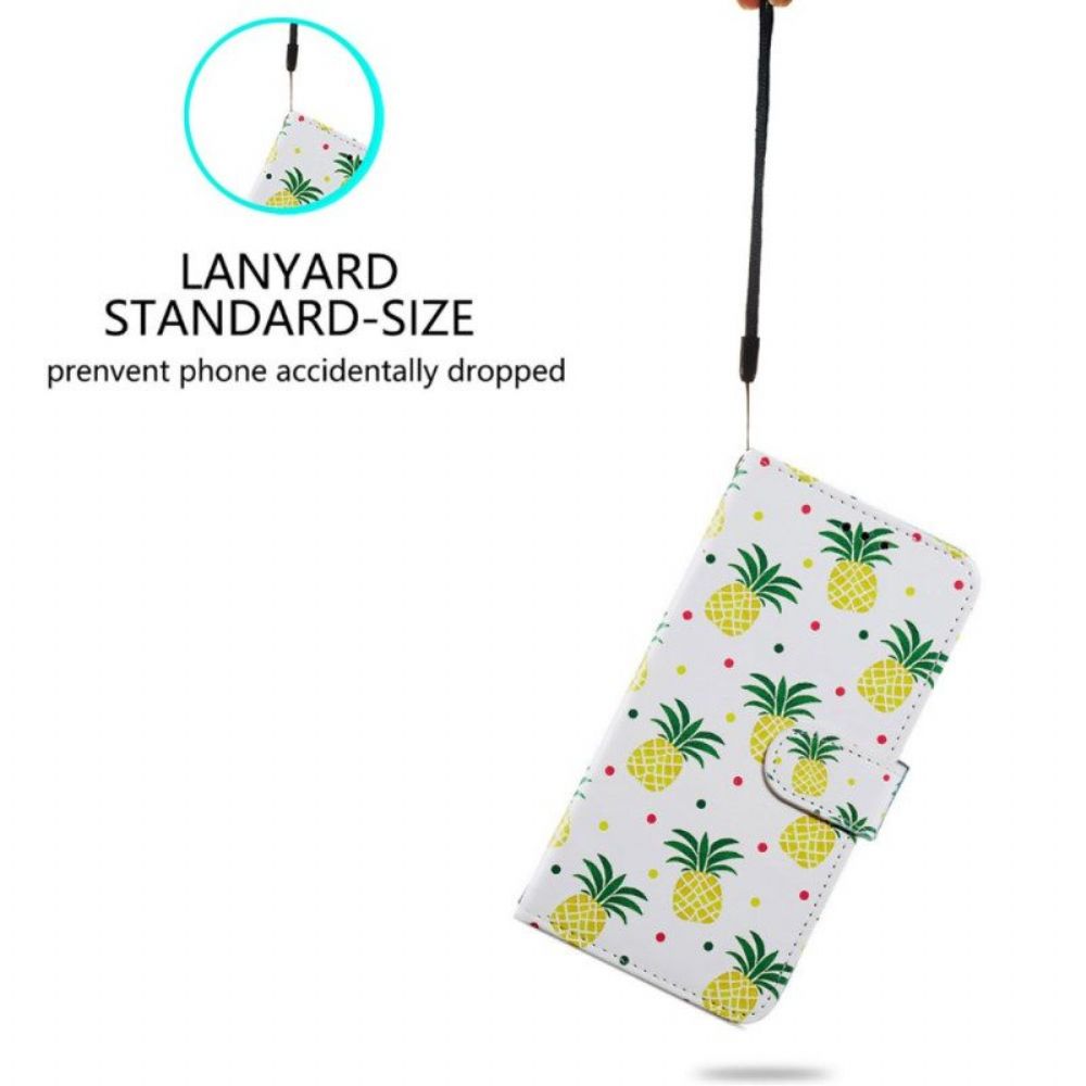 Folio-hoesje voor Google Pixel 7A Met Ketting Ananas Met Bandjes