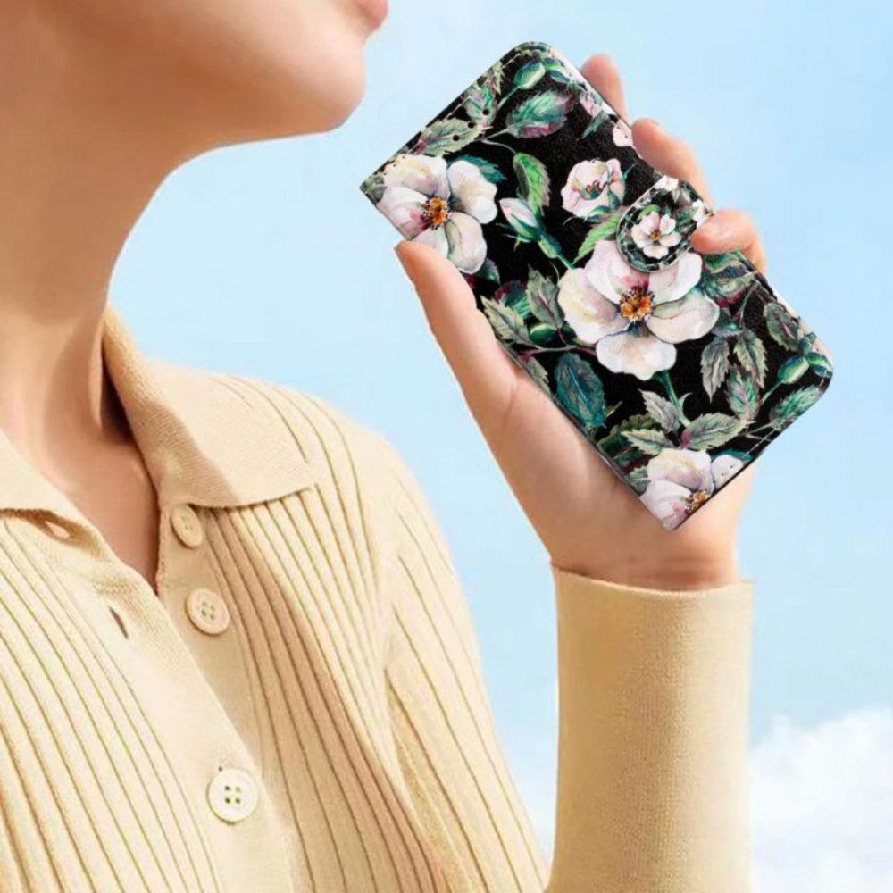 Folio-hoesje voor Google Pixel 7A Met Ketting Riem Magnolia's