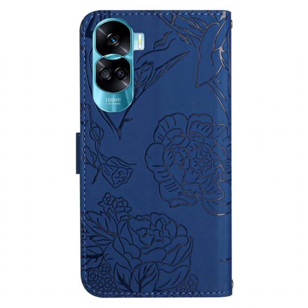 Folio-hoesje voor Honor 90 Lite Vlinders En Schouderband