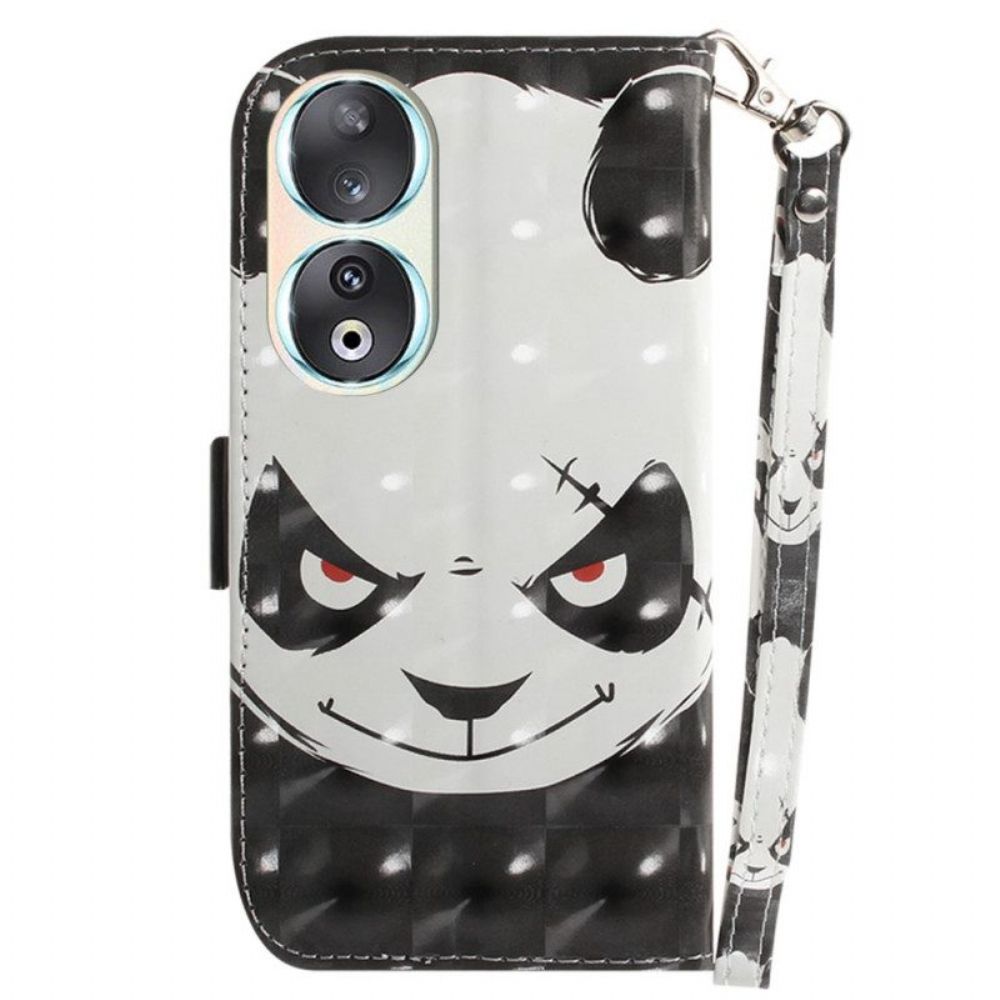 Folio-hoesje voor Honor 90 Met Ketting Boze Panda Met Riem