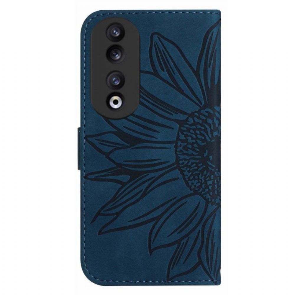 Folio-hoesje voor Honor 90 Met Ketting Zonnebloem Met Riempje