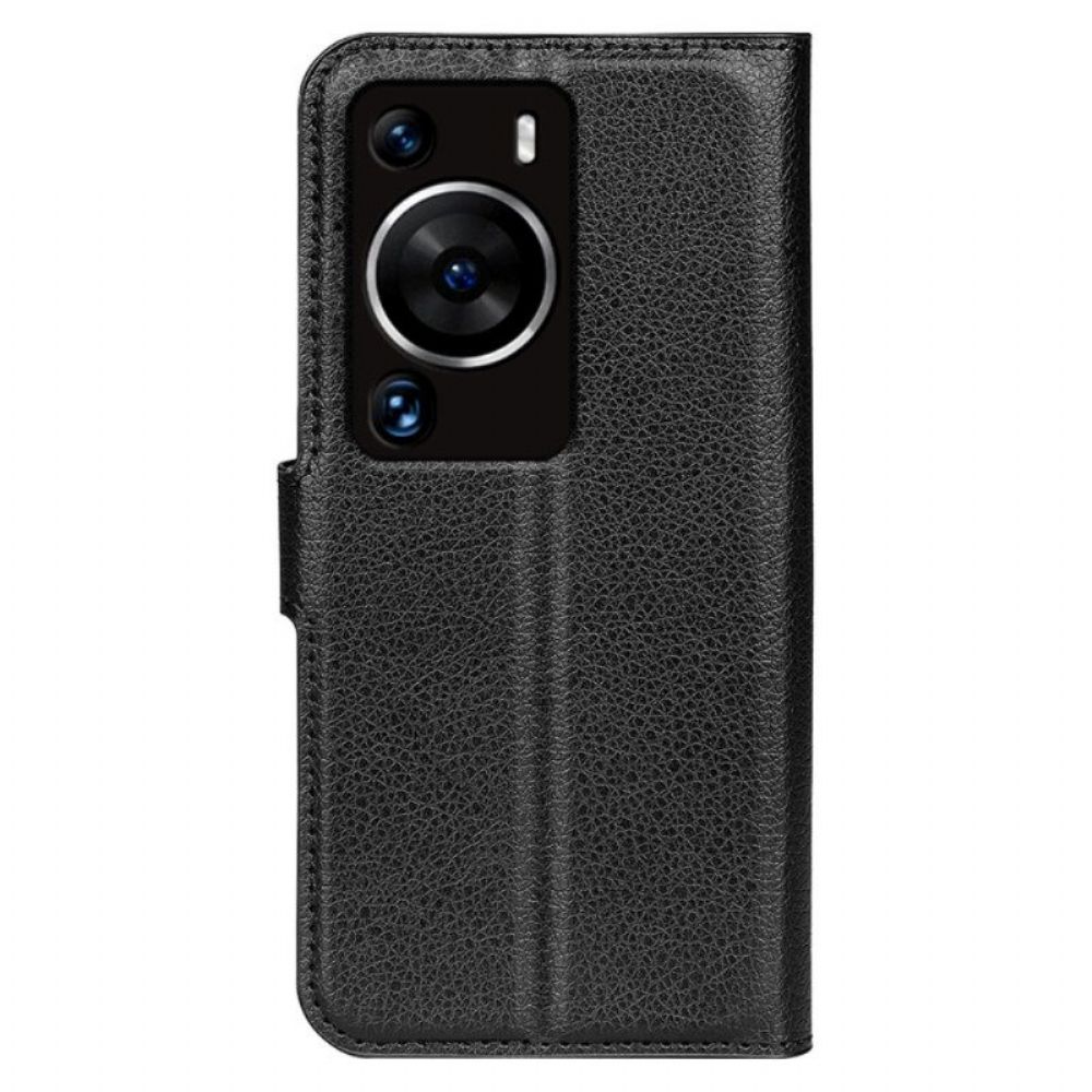 Folio-hoesje voor Huawei P60 Pro Litchi-leereffect