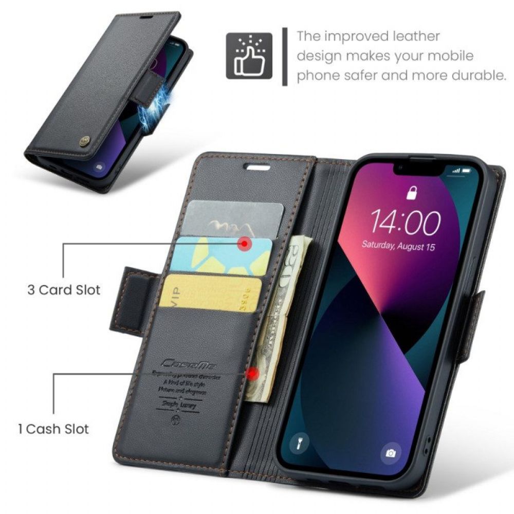 Folio-hoesje voor iPhone 15 Caseme Lederen Stijl