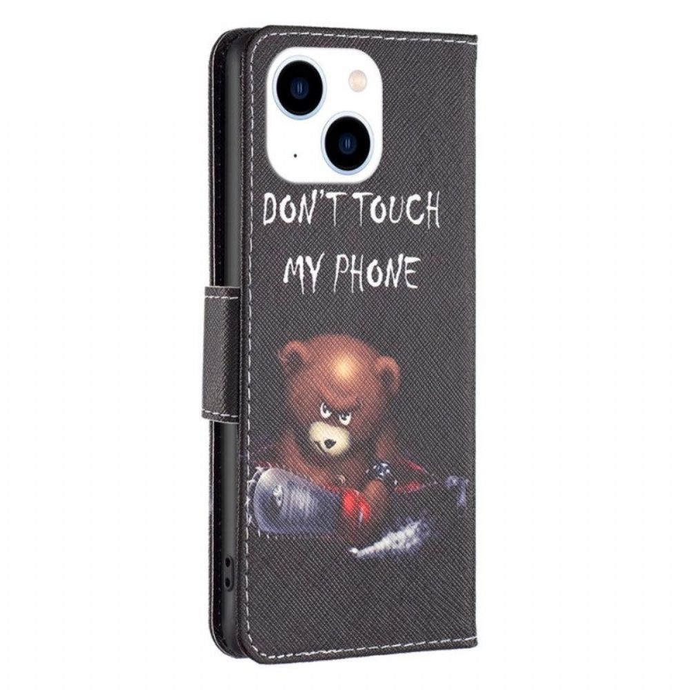 Folio-hoesje voor iPhone 15 Gevaarlijke Beer