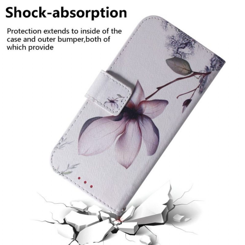 Folio-hoesje voor iPhone 15 Oudroze Bloem