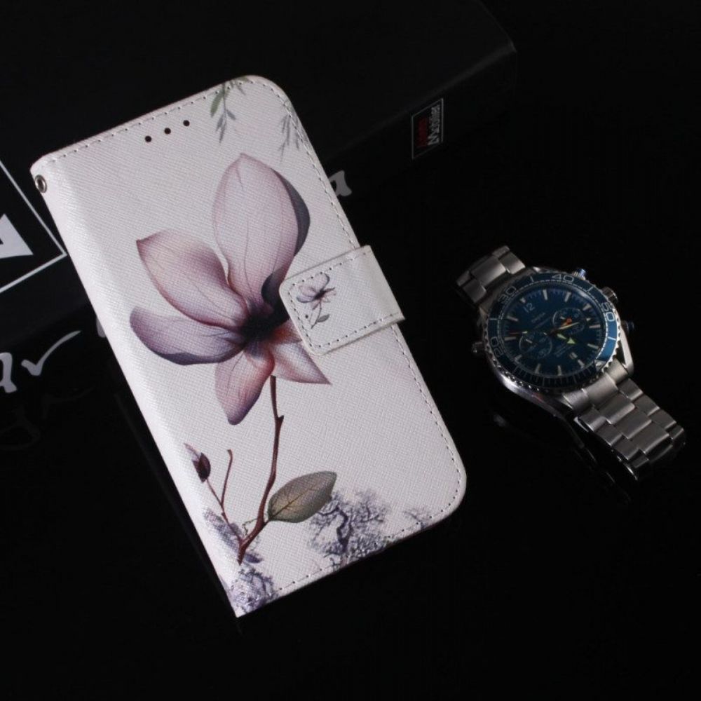 Folio-hoesje voor iPhone 15 Oudroze Bloem