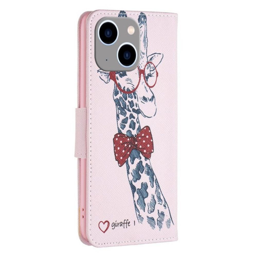 Folio-hoesje voor iPhone 15 Plus Intello-giraffe