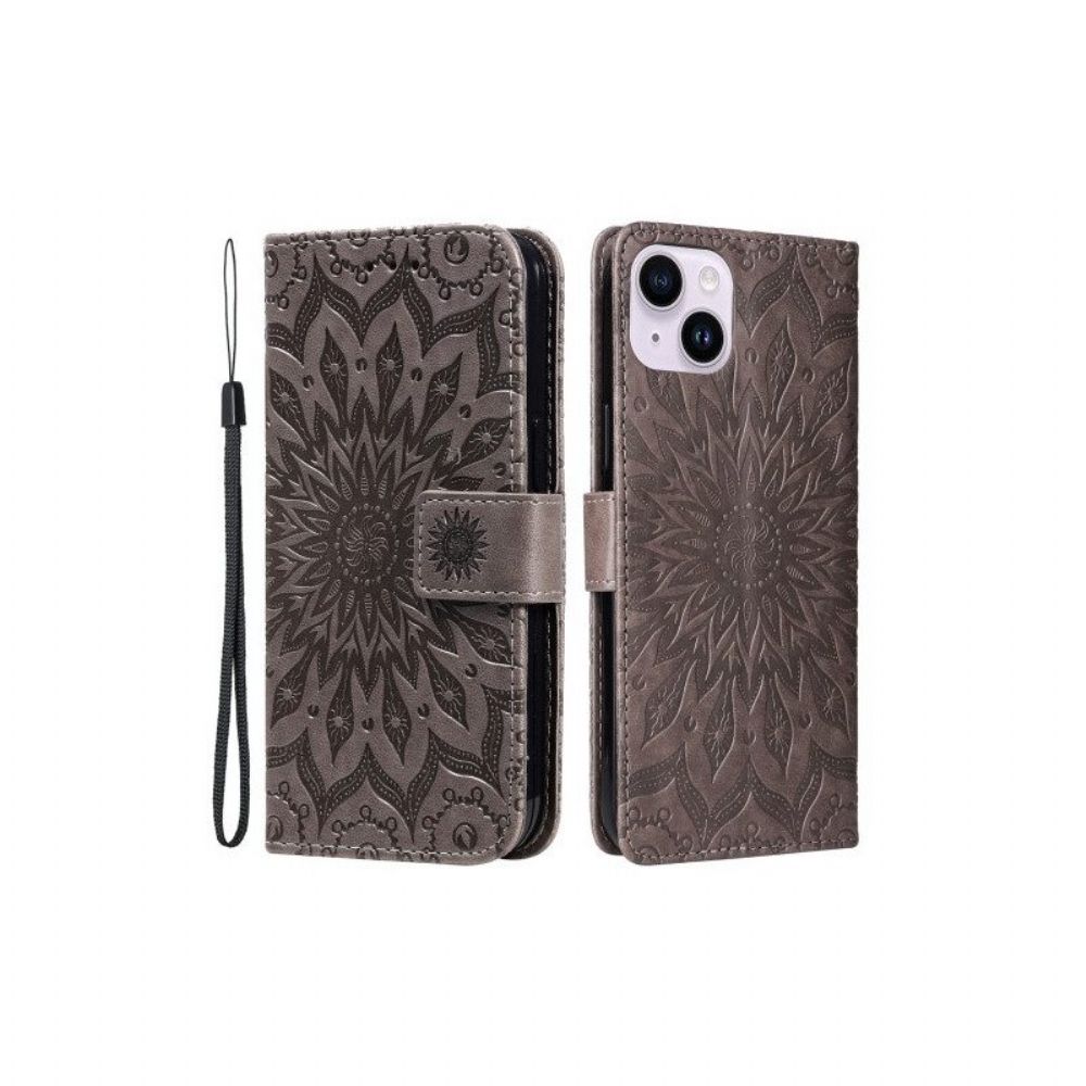 Folio-hoesje voor iPhone 15 Plus Mandala Zon