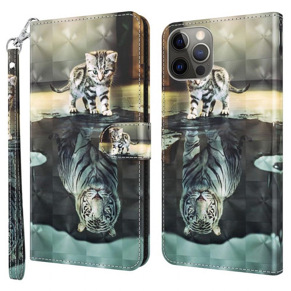 Folio-hoesje voor iPhone 15 Plus Met Ketting 3d Kitten Dream Met Riem