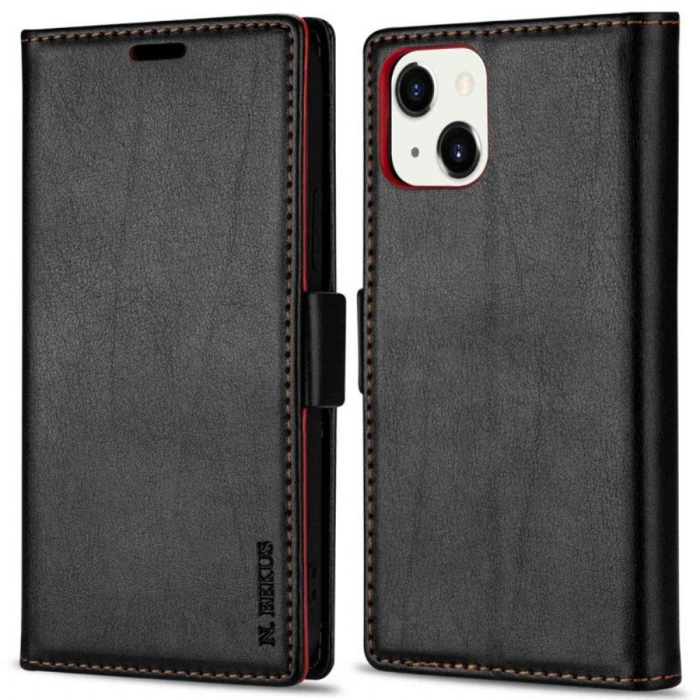 Folio-hoesje voor iPhone 15 Plus N.bekus Ledereffect