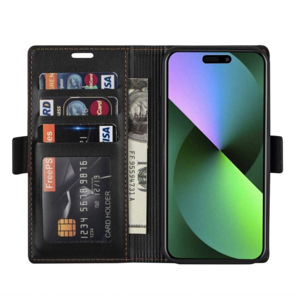 Folio-hoesje voor iPhone 15 Plus N.bekus Ledereffect